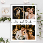 Budget Weddenfoto Collage Hartelijk dank Kaart scr<br><div class="desc">Budget, Modern, Elegant, Hand Lettered Wedding Three Photo Collage Hartelijk dank dat u een betaalbare thin card met een laag budget hebt gepersonaliseerd. De minimalistische bruiloft dank u de sjabloon met drie (3) foto aan de voorkant en één (1) foto aan de achterkant. Met de tekst "Liefde en bedankt" in...</div>