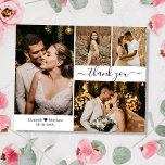 Budget Weddenschap 4 Foto Collage Hartelijk dank Flyer<br><div class="desc">Budget, Elegant, Minimalist Hand Lettered Wedding 4 Foto Collage personaliseerde betaalbare low budget flyer. Stijlvolle bruiloft bedankt je papieren sjabloon met vier (4) foto op de voorkant en één foto op de achterkant. Met de tekst "Dank u"in een zwiepige handgeschreven typografische manuscriptdoopvont met spoeling in zwarte op witte achtergrond. Op...</div>