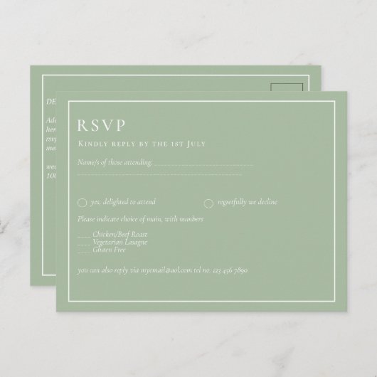 BUDGET Weddenschap Apple Green Monochrome Text Briefkaart (Voorkant / Achterkant)