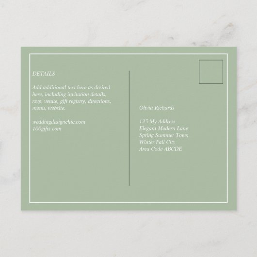 BUDGET Weddenschap Apple Green Monochrome Text Briefkaart (Achterkant)