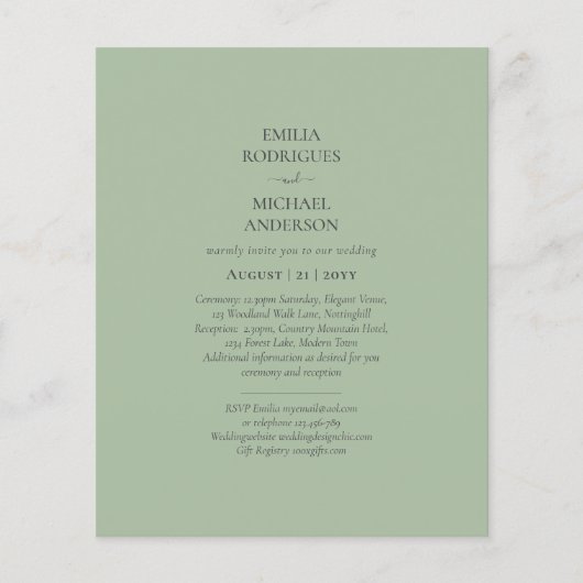 BUDGET Weddenschap Apple Green Monochrome Text Flyer (Voorkant)