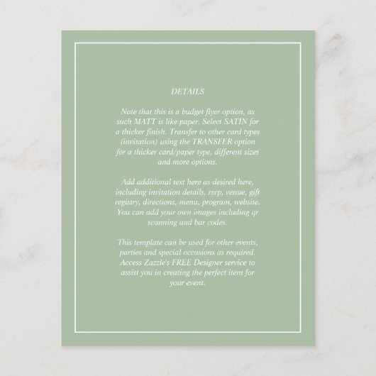 BUDGET Weddenschap Apple Green Monochrome Text Flyer (Achterkant)