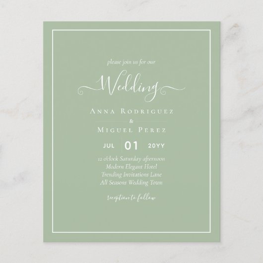 BUDGET Weddenschap Apple Green Monochrome Text Flyer (Voorkant)