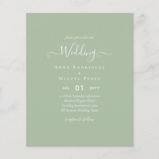 BUDGET Weddenschap Apple Green Monochrome Text Flyer (Voorkant)