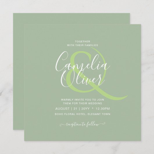 BUDGET Weddenschap Apple Green Monochrome Text Kaart (Voorkant / Achterkant)
