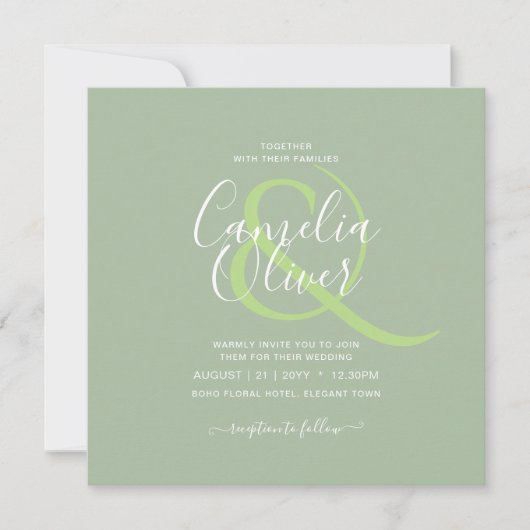 BUDGET Weddenschap Apple Green Monochrome Text Kaart (Voorkant)