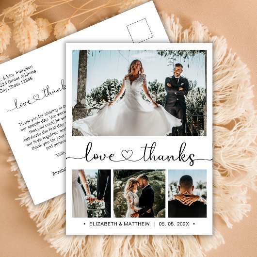 Budget Weddenschap Bedankt 4 Foto Collage Briefkaa Briefkaart