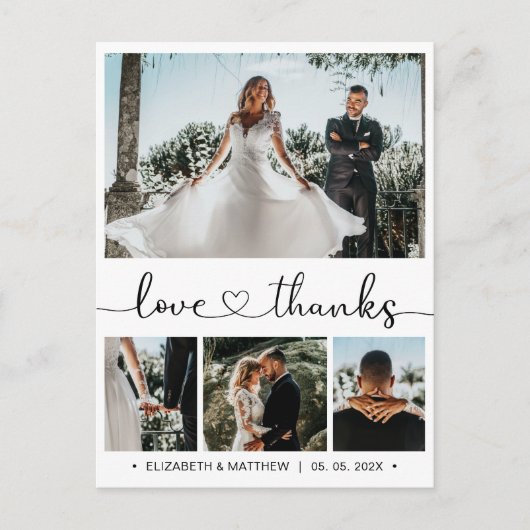 Budget Weddenschap Bedankt 4 Foto Collage Briefkaa Briefkaart (Voorkant)