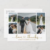 Budget Weddenschap Bedankt 5 Foto Collage Briefkaa Briefkaart (Voorkant / Achterkant)