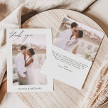 Budget Weddenschap Bedankt Foto minimalistisch bro Flyer<br><div class="desc">Budget Wedding Dank u Kaarten die een foto op de voor- en achterkant hebben. De kaarten met dank bevatten een moderne handgeschreven cursieve scripttypografie die elegant,  eenvoudig en modern is om te gebruiken nadat u de minimalistische eenvoudige trouwdag hebt gevierd.</div>