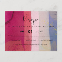 BUDGET Weddenschap Berry Red Paarse Waterverf Briefkaart