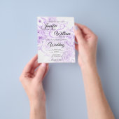 Budget Weddenschap Black & Paarse Floral Uitnodigi Flyer (Hand)