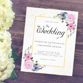 Budget Weddenschap Blauwe Roze Floral Flyer