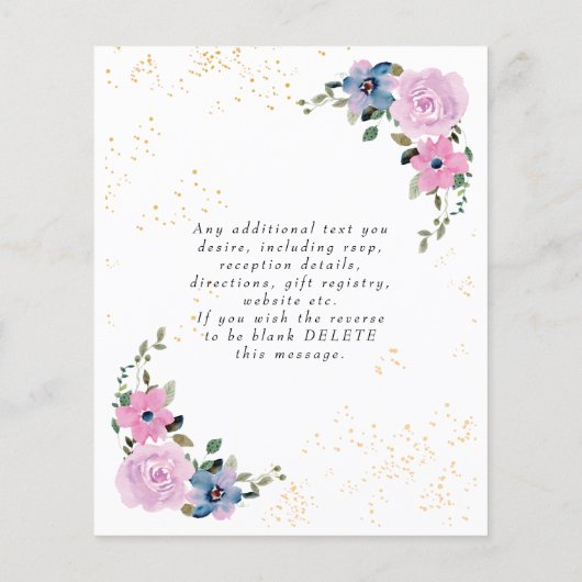 Budget Weddenschap Blauwe Roze Floral Flyer (Achterkant)