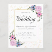 Budget Weddenschap Blauwe Roze Floral Flyer (Voorkant)