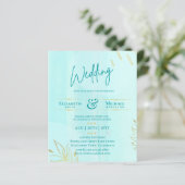BUDGET Weddenschap Blauwgroen goud Abstract uitnod (Staand voorkant)