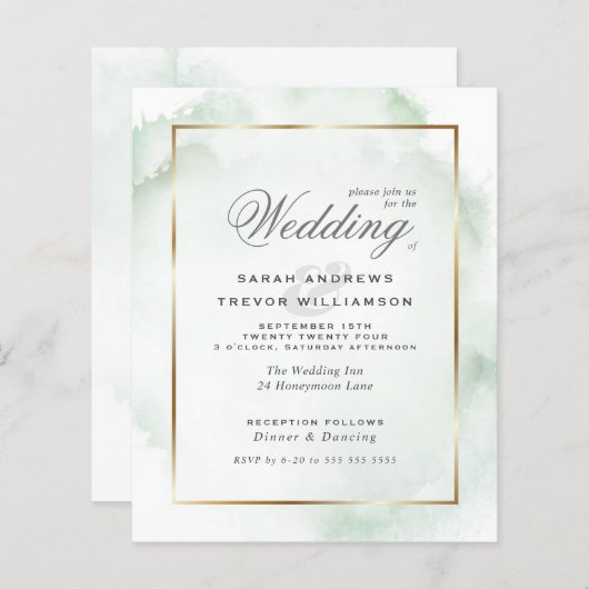 Budget Weddenschap Bleke Groene Waterverf Wash (Voorkant / Achterkant)