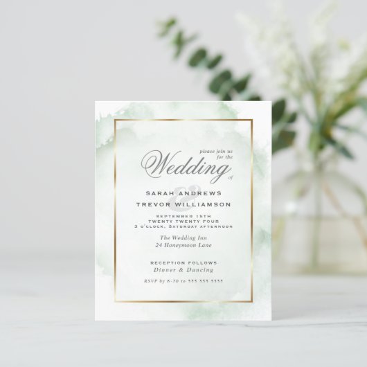 Budget Weddenschap Bleke Groene Waterverf Wash (Staand voorkant)