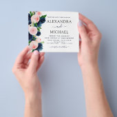 Budget Weddenschap Blue Pink Floral Uitnodiging Flyer (Hand)