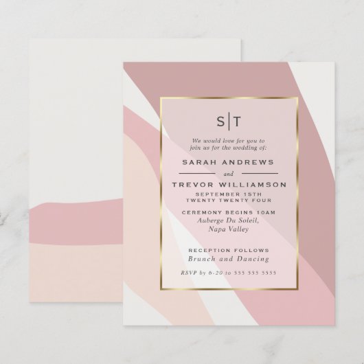 Budget Weddenschap Blush Dusty Roos Gold Abstract (Voorkant / Achterkant)
