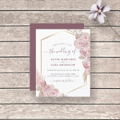 Budget Weddenschap Blush Pink Floral Gold Uitnodig
