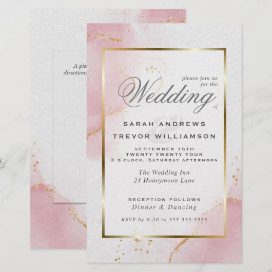 Budget Weddenschap Blush Pink Gold Abstract gemarm (Voorkant / Achterkant)