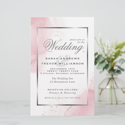 Budget Weddenschap Blush Pink Silver Abstract (Staand voorkant)