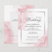 Budget Weddenschap Blush Pink Silver Abstract Kaart (Voorkant / Achterkant)
