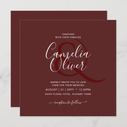 BUDGET Weddenschap Bourgogne Deep Red Monochrome t Kaart (Voorkant / Achterkant)