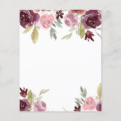 Budget Weddenschap Burgundy Pink Floral Uitnodigin (Achterkant)
