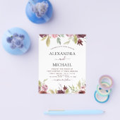 Budget Weddenschap Burgundy Pink Floral Uitnodigin Flyer (Enkel)