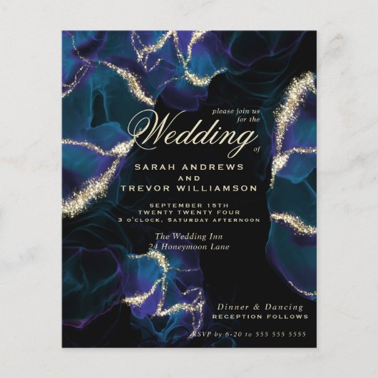 Budget Weddenschap Cobalt Blue Paarse Alcohol Ink (Voorkant)