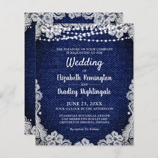 Budget Weddenschap Denim Lace String Lights (Voorkant / Achterkant)