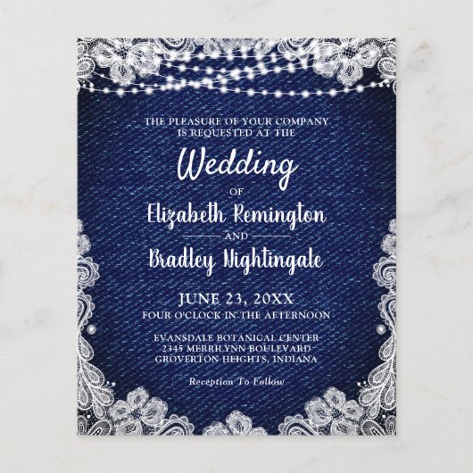 Budget Weddenschap Denim Lace String Lights (Voorkant)