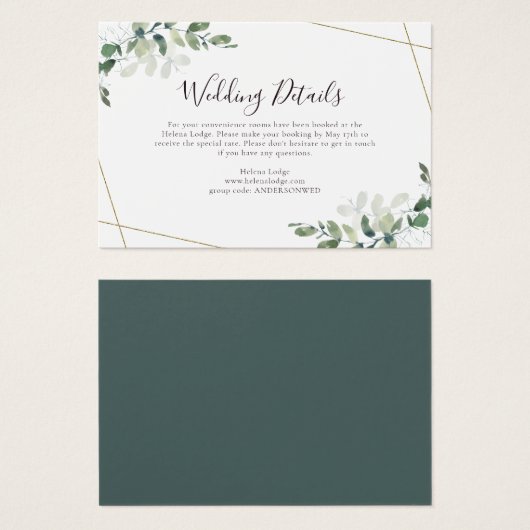 BUDGET Weddenschap Details Eucalyptus Enclosure Ka Visitekaartje (Voorkant /achterkant)