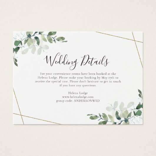 BUDGET Weddenschap Details Eucalyptus Enclosure Ka Visitekaartje (Voorkant)