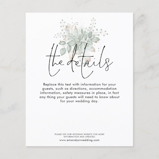 Budget Weddenschap Details Foliage Script Enclosur (Voorkant)