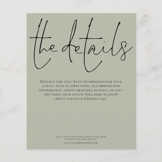 Budget Weddenschap Details Sage Script Enclosure (Voorkant)