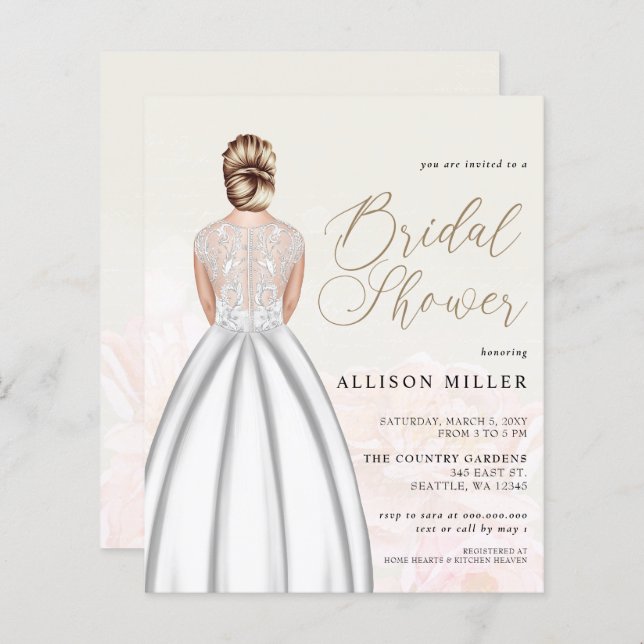 Budget Weddenschap Dress Bridal Shower Uitnodiging (Voorkant / Achterkant)