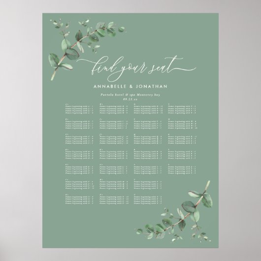 Budget Weddenschap Eucalyptus botanisch vindt je p Poster (Voorkant)
