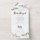 Budget Weddenschap Eucalyptus botanische uitnodigi All In One Uitnodiging (Binnen)