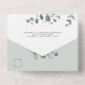 Budget Weddenschap Eucalyptus botanische uitnodigi All In One Uitnodiging (Achterkant)