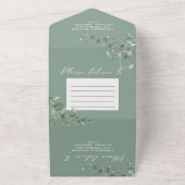 Budget Weddenschap Eucalyptus botanische uitnodigi All In One Uitnodiging (Buitenkant)