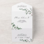 Budget Weddenschap Eucalyptus botanische uitnodigi All In One Uitnodiging (Buitenkant)