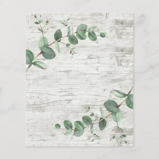 Budget Weddenschap Eucalyptus White wood Uitnodigi (Achterkant)