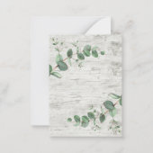 Budget Weddenschap Eucalyptus White wood Uitnodigi Notitiekaartje (Achterkant)