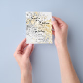 Budget Weddenschap Gold en Silver Floral Uitnodigi Flyer (Hand)