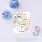 Budget Weddenschap Gold en Silver Floral Uitnodigi Flyer (Enkel)