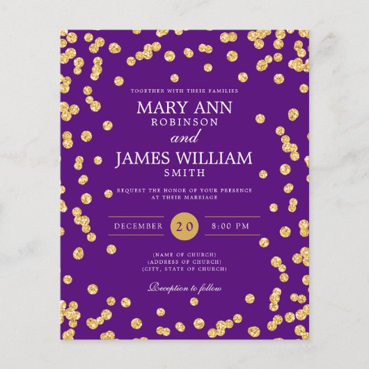 Budget Weddenschap Gold Glitter Confetti Paars Inv (Voorkant)