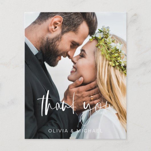 Budget Weddenschap Handwrite Bedankt Foto Flyer (Voorkant)